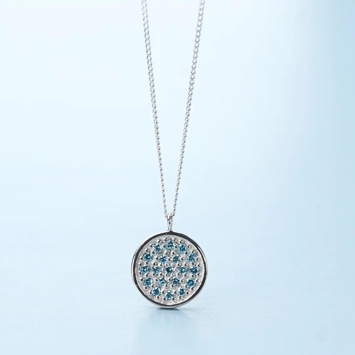 プラチナ900 ラボブルーダイヤ0.095ct パヴェネックレス PT900-N002BL / ブルーダイヤモンド アクセサリー ギフト プレゼント