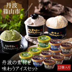 丹波篠山 素材を味わうアイスクリーム　プレミアムセット　12個（3種類×4個） KMH006
