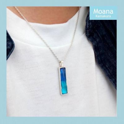 ふるさと納税 鎌倉市 【レディース/メンズ】スクエアペンダント　Aqua Blue & Crystal Turquoise |  | 02