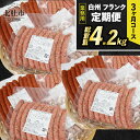 【ふるさと納税】 【3ヶ月定期便】 ウィンナー ソーセージ 詰め合わせ 総重量4.2kg 4種類 業務用 シポラタウインナー チョリソー 粗挽き 大葉 バーベキュー キャンプ パーティー セット 手作り 食べ比べ 冷凍保存可 山梨県 北杜市 白州 送料無料