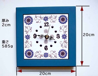 3色から選べるスペインタイルの時計 【グリーン】 mi0031-0029-2 雑貨 日用品 ｲﾝﾃﾘｱ 時計 ｽﾍﾟｲﾝﾀｲﾙ ﾊﾝﾄﾞﾒｲﾄﾞ 手作り