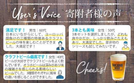 3種飲み比べ3本セット（ゴールデンエール、アンバーエール、ヌーベルセゾン、 クラフトビール 飲み比べ）
