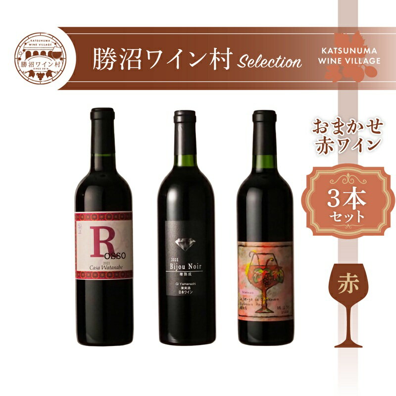 【ふるさと納税】 ワイン 赤ワイン セット 勝沼ワイン村 セレクト 飲み比べ 3種 3本 赤 こだわり ワイナリー 勝沼産 山梨県産 おすすめ おまかせ 母の日 父の日 記念日 ギフト 贈答 プレゼント 山梨県 甲州市 （KWV） 【D4-620】