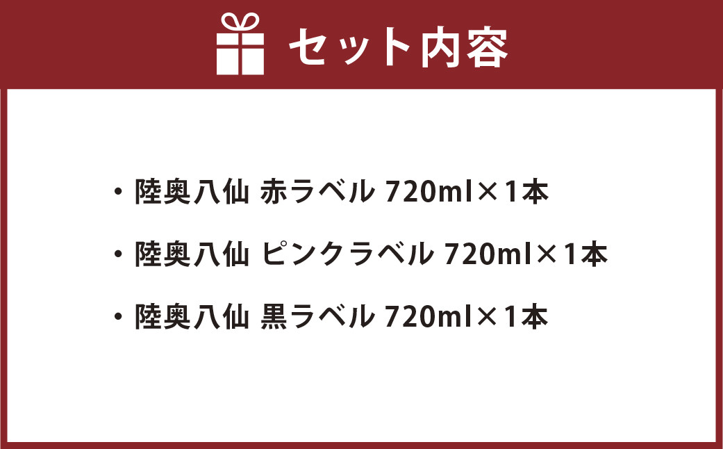 【世界酒蔵ランキング2021 No.1】陸奥八仙3種飲み比べセット 特別純米 吟醸 720ml×3本