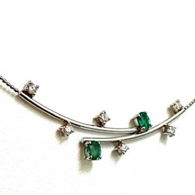 ふるさと納税 山梨県 Pt850 エメラルド ダイヤモンド ネックレス(カーブタイプ) |  | 01