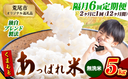 【6回隔月定期便】【2ヶ月に1回届く】熊本県産 くまもとあっぱれ米 無洗米 ブレンド米 5kg 熊本県産 ふるさと納税  精米 米 こめ ふるさとのうぜい コメ お米 おこめ《お申込み翌月から出荷》