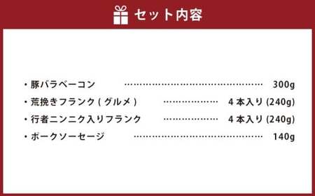 小樽の老舗肉屋の手づくり 燻製ミート 4種盛り 計920kg ベーコン ソーセージ フランク