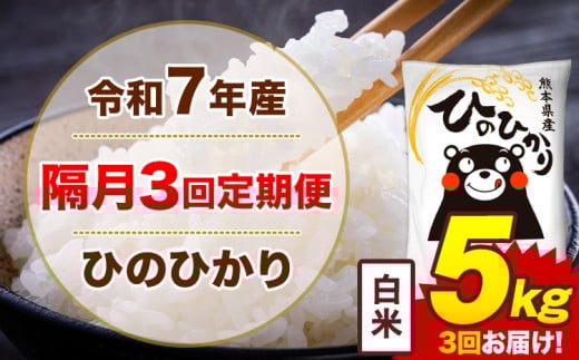 【隔月3回定期便】米 令和7年産ひのひかり 白米 定期便 5kg《お申込み翌月から出荷》熊本県 菊池市 国産 熊本県産 白米 精米 送料無料 ヒノヒカリ こめ お米