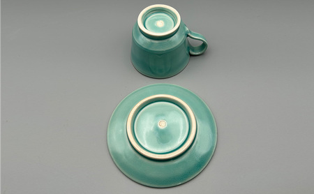 青釉コーヒーカップ&ソーサー 陶器 化粧箱入り 食器 食洗機可 兵庫県 洲本市 淡路島