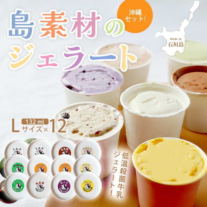石垣島ミルミル本舗 南の島から島素材ジェラート！【沖縄セット 12個入り】（1個 132ml) | 石垣島 石垣市 沖縄県石垣市 セット ジェラート 石垣島産 八重山 Z-006