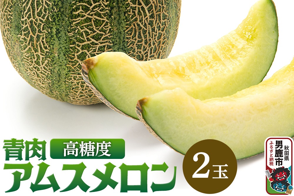 R7年度産 先行受付 メロン2玉（アムス） 秋田県 男鹿市|23_bla-030201
