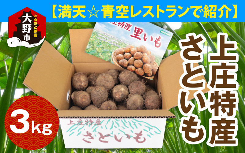 
            【先行予約】【満天☆青空レストランでご紹介】【年内出荷】上田農園 上庄特産さといも 3kg【10月下旬～順次発送】
          