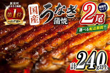 ＜2025年10月お届け＞うなぎ 鰻楽 国産 蒲焼 ご家庭用 2尾 計240g以上（120g×2尾）おすすめ 冷凍 簡単調理 個包装 鰻 魚介【B666-2510】