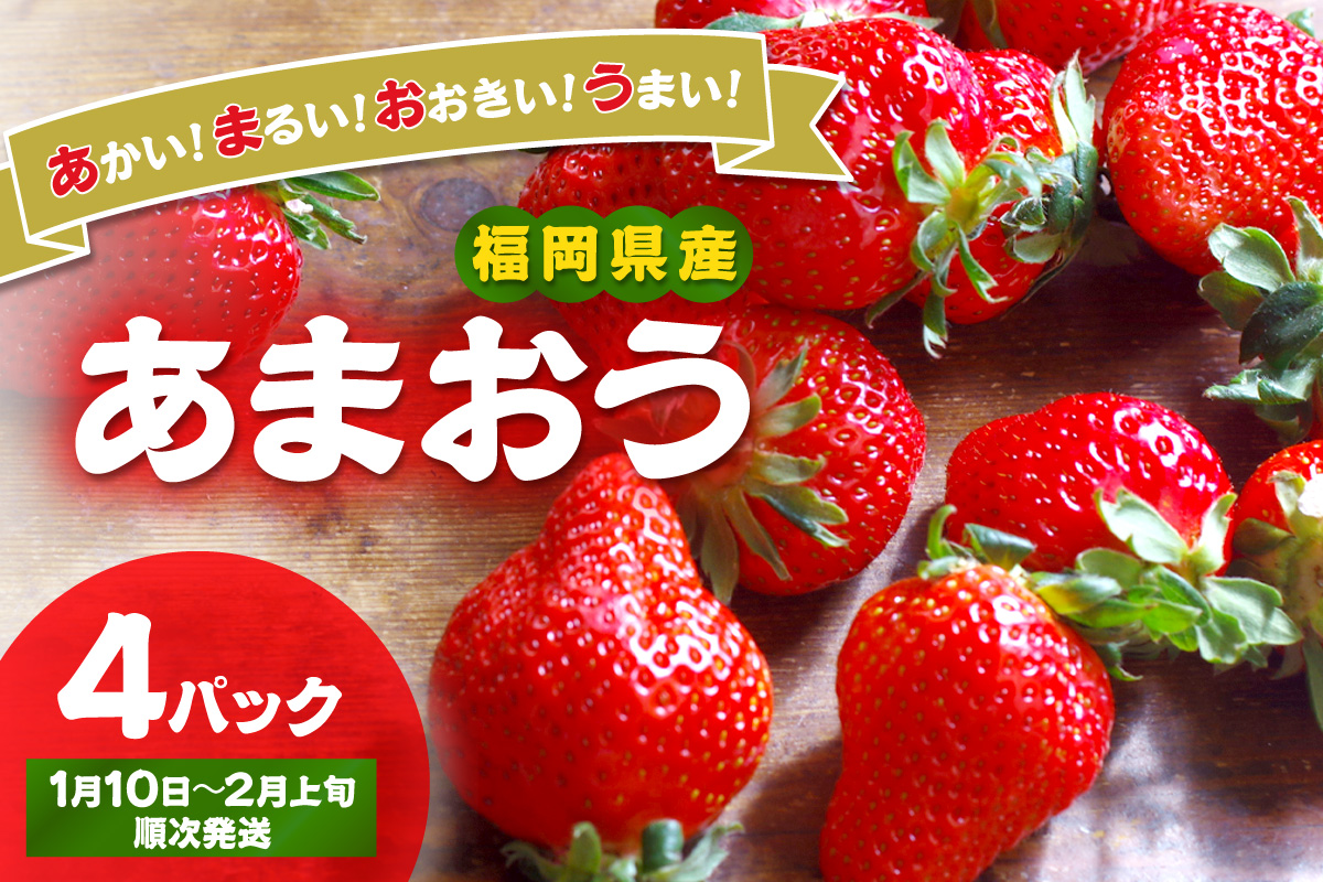 【先行予約受付中】 【2027年1月10日～2月上旬順次発送】福岡県産いちご「あまおう」270g×4パック【hurrah.】_HA1973