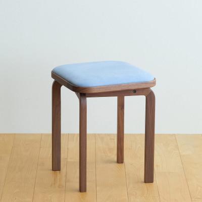 ふるさと納税 府中市 府中市の家具　コッコスツール　ウォールナット材/生地:ラムース(スカイブルー)(組み立て式)