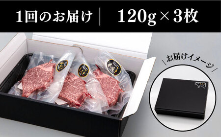 【全3回定期便】A5・A4ランク  壱岐牛 ヒレステーキ 120g×3枚 [JAA012] ヒレ ステーキ ヘレ フィレ 厚切り 赤身 希少部位 お肉 黒毛和牛 90000 90000円 9万円 コダ