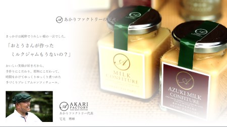 ミルクコンフィチュール箱入りAセット　新鮮な牛乳をじっくり　甘い香り　ミルク　小豆　ジャム　パン･クラッカー･ケーキ･アイスクリーム･ヨーグルトにトッピング　ハンドメイド　手作り　濃厚　53-01