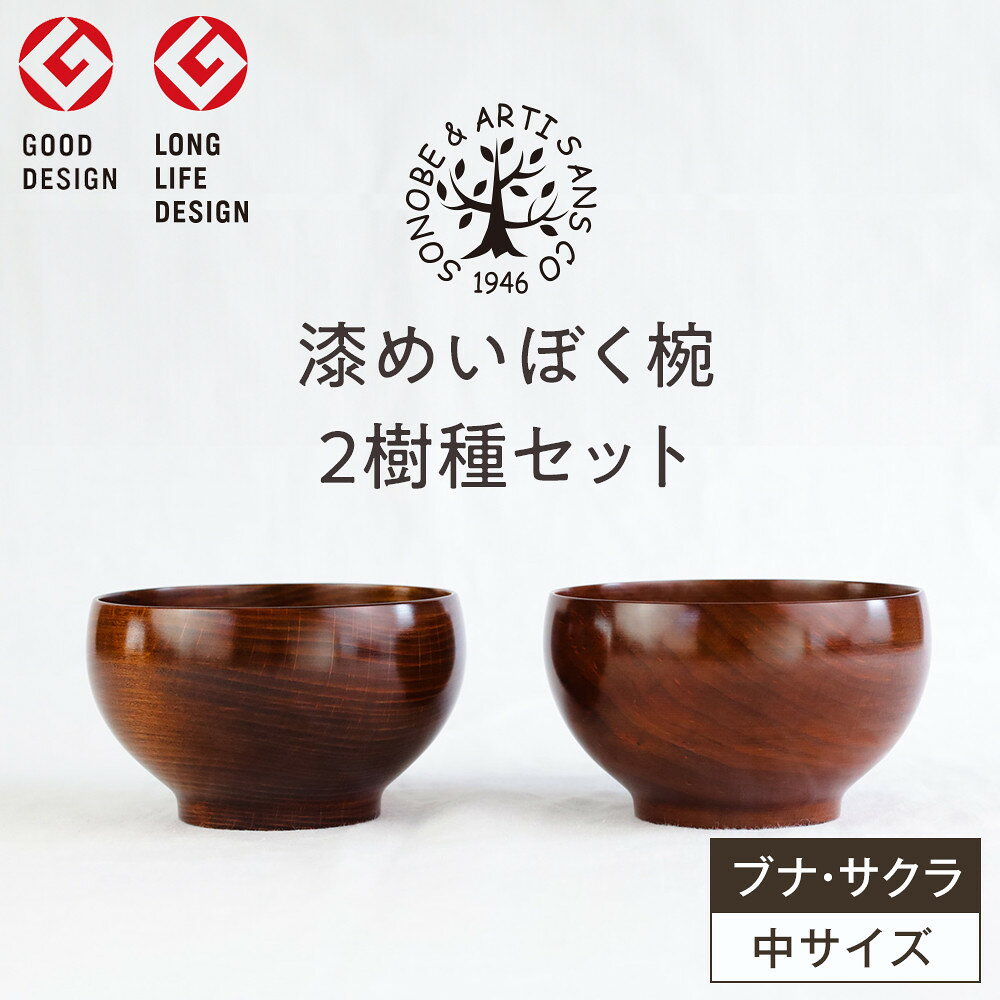 漆めいぼく椀 中 2樹種セット(ブナ・サクラ) 【 お椀 汁椀 木製 神奈川県 小田原市 】