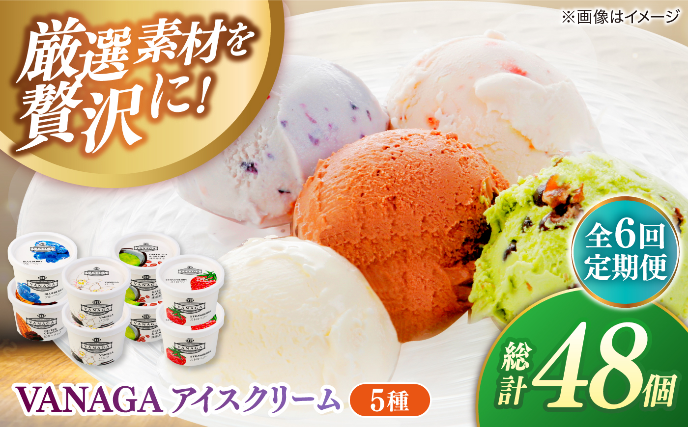 【全6回定期便】ご褒美アイスにぴったり！VANAGA 5種類のアイスクリーム8個入り 島根県雲南市/木次乳業有限会社 [AIBH052]