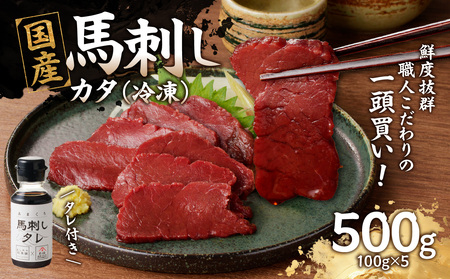 《福岡肥育》国産馬刺したれ付き【カタ】100g×5【冷凍】 176-041