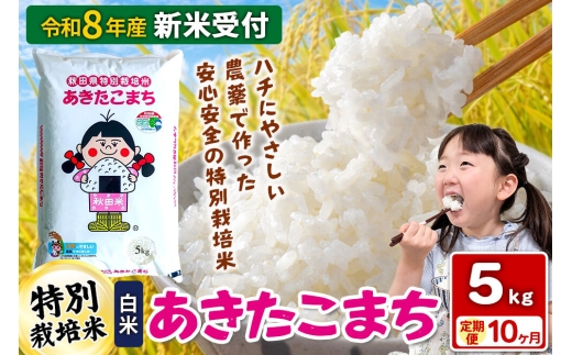 《令和8年産 新米受付》【白米】《定期便10ヶ月》特別栽培米 あきたこまち 5kg 秋田県 横手市 [新米 先行予約 秋田県産 あきたこまち 秋田こまち 米 お米 こめ]