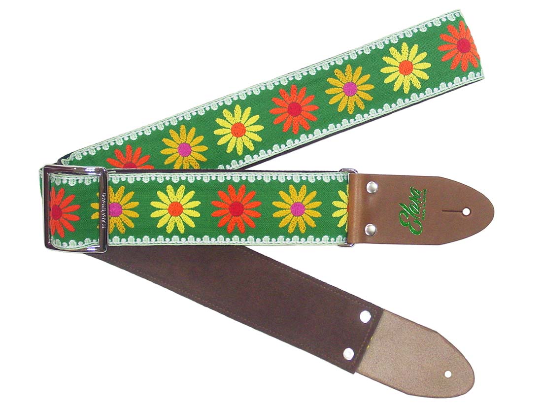 【ふるさと納税】【ギターストラップ】Elara Straps Happy Daisy Forest 郡上市 レザー 真鍮バックル ウルトラスエード プロ仕様 エレキ アコギ ベース Ksound 小林楽器店