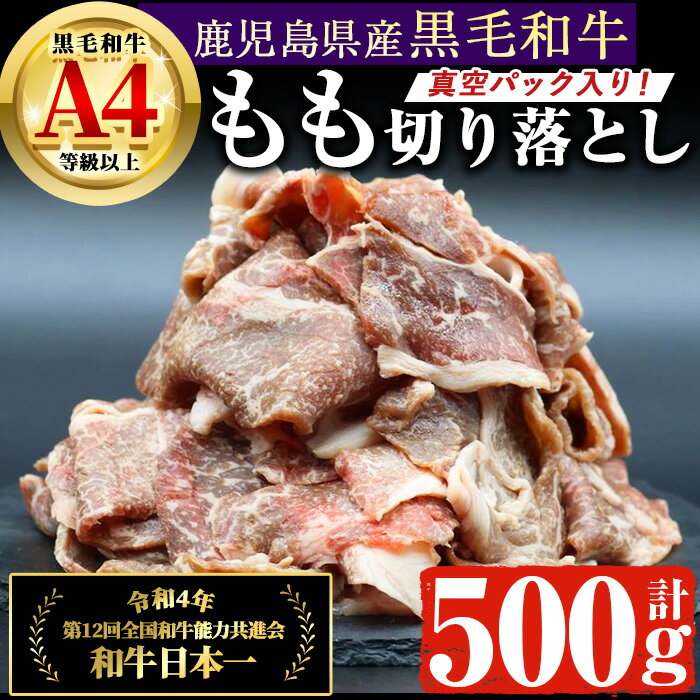 【ふるさと納税】鹿児島県産 4等級以上 黒毛和牛 もも 切り落とし (計500g) 真空パック入り！ 国産 鹿児島県産 黒毛和牛 和牛 牛肉 赤身 すき焼き 牛しぐれ モモ そともも 弁当 おかず 冷凍 簡単調理 スライス しぜんのおかショップ 【アグリおおすみ】