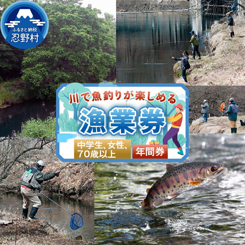 【ふるさと納税】 漁業券 魚釣り 川魚 釣り フィッシング 中学生 女性 70歳以上 年間券 河川 清流 アウトドア 大自然 送料無料 山梨県 忍野村