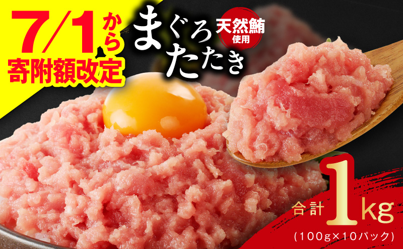【7/1から寄附額改定】ねぎとろ 1kg（100g×10P）【天然鮪 小分け 海鮮 人気 オススメ 小分け 冷凍 簡単調理 一人暮らし ファミリー 大阪 泉佐野 大阪府 泉佐野市】