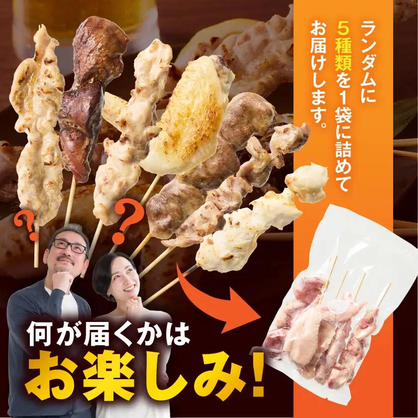 【たしろ屋】本格焼き鳥10パック(50本)〔12-99-004-10〕_(都城市) 国産鶏 焼き鳥 冷凍生串・下味付 5種×10パック 簡単調理