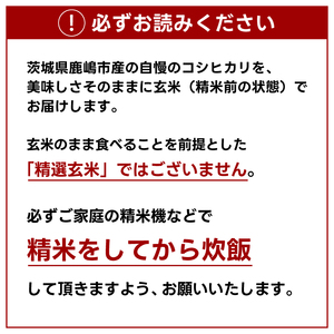 先行予約 令和8年産【6ヶ月定期便】 米 コシヒカリ 10kg × 6回 玄米 鹿嶋市産