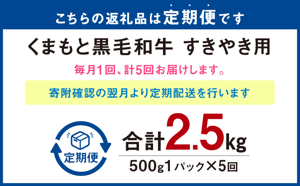 【定期便5回】くまもと黒毛和牛 すきやき用 500g×1P