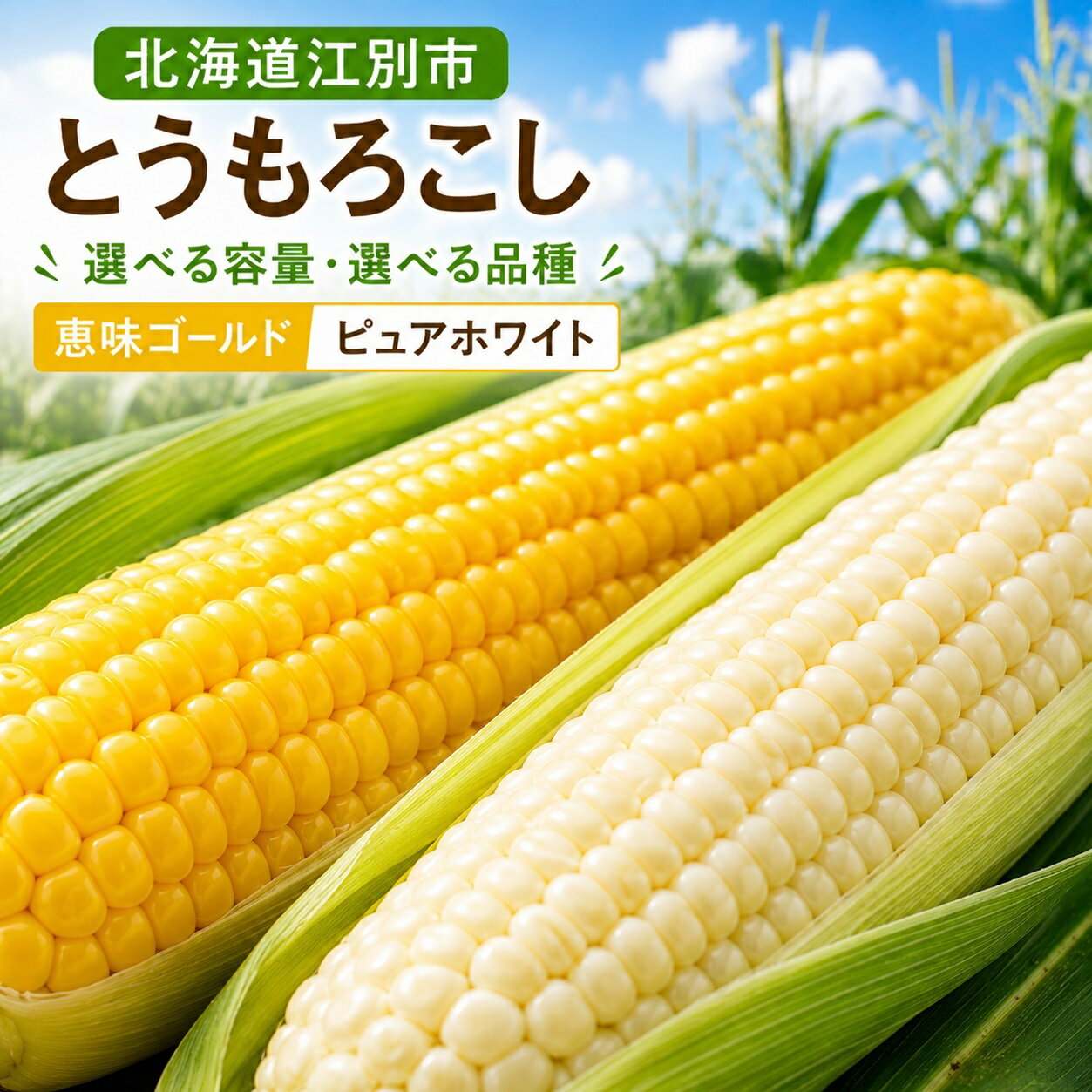 【ふるさと納税】＼ 選べる品種・容量 ／【2026年8月1日より順次発送】北海道産とうもろこし（恵味ゴールド・ピュアホワイト） 10本・各5本・各10本 EB8-0448ver