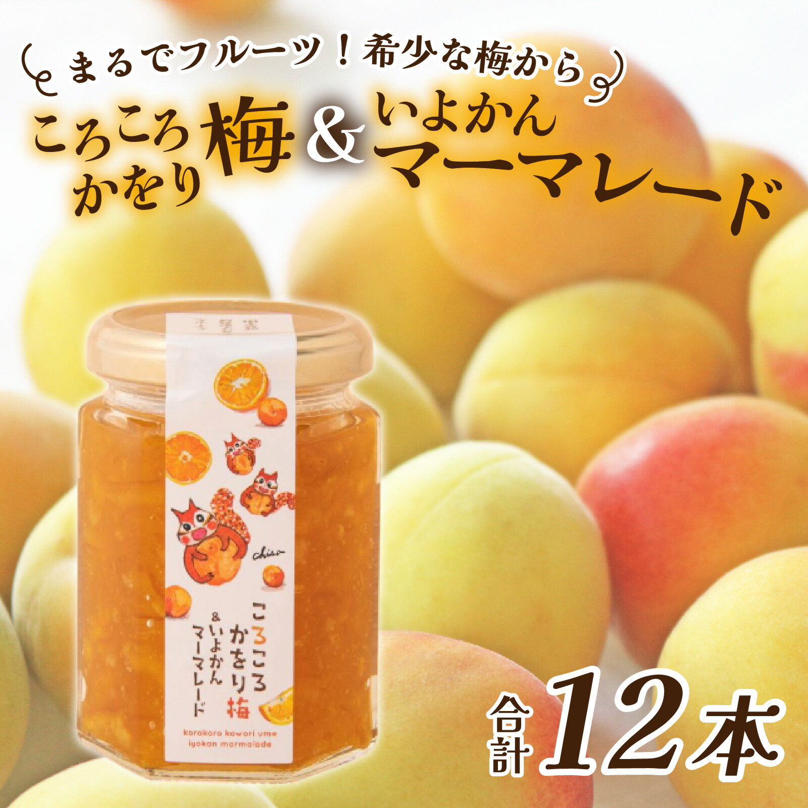 【ふるさと納税】まるでフルーツ！希少な梅から「ころころかをり梅＆いよかんマーマレード」12本 [D-178005] / 梅 うめ いよかん マーマレード 加工品 調味料 ジャム 季節ジャム パン ジャムティー ヨーグルト 料理 手造り 詰合せ お取り寄せ 送料無料