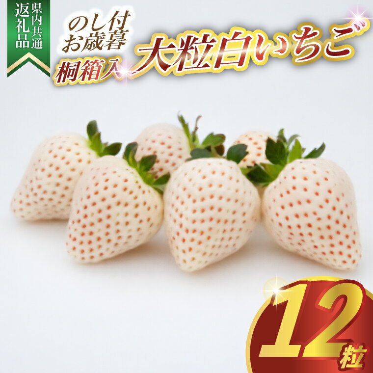 【ふるさと納税】【のし付き】お歳暮　桐箱入り　大粒白いちご　12粒　県内共通返礼品【配送不可地域：離島・沖縄県】 (BR124)