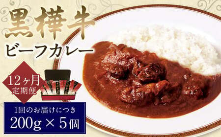 【12ヶ月定期便】黒樺牛ビーフカレー 200g×5パック
