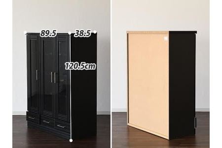 家具 本棚 書棚 幅90cm モダンデザイン ミドル 低め【ブラック】