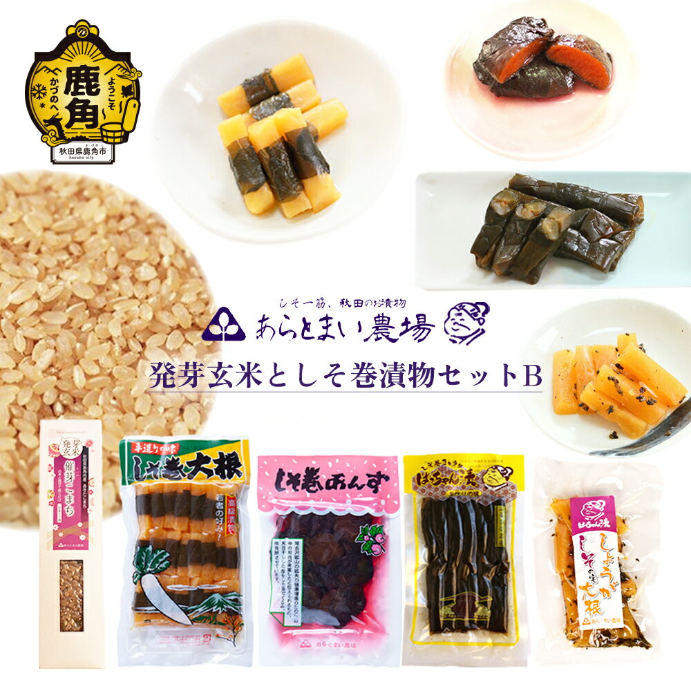【ふるさと納税】 発芽玄米としそ巻漬物セットB 詰め合わせ 漬物 ご飯のお供 おかず 米 お米 おこめ 県産米 国産米 生活 応援米 お中元 お歳暮 新生活 グルメ ギフト 故郷 秋田 あきた 鹿角市 鹿角 送料無料 【あらとまい農場】