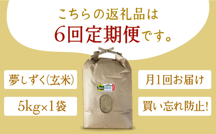 【全6回定期便】江北町産 1等米 夢しずく 玄米5kg（特別栽培米）【葦農】 [HAJ017]