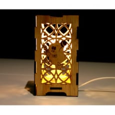 木製行燈型LEDランタン 村のマスコット「ピータン」デザイン [AG1-2B]