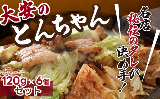 ＼昔ながらの大衆食堂の味！！／【大安のとんちゃん】6個セット 120g×6袋（計720g）  大安食堂 冷凍配送 下呂市 トンちゃん トンチャン 郷土料理 豚肉 味付け 焼くだけ おかず やみつき 豚 だいあん 大安