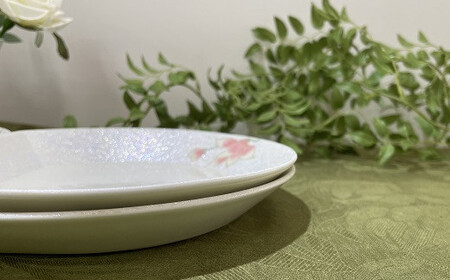 A30-215 田清窯 組める有田焼 煌めく木蓮花 プレート皿 2枚セット