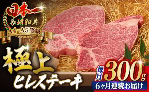 【全6回定期便】極上 ヒレ ステーキ 2枚 300g 長崎和牛 A4～A5ランク 希少部位【野中精肉店】 [VF11] 肉 牛肉 赤身 ヒレステーキ 焼肉 定期便