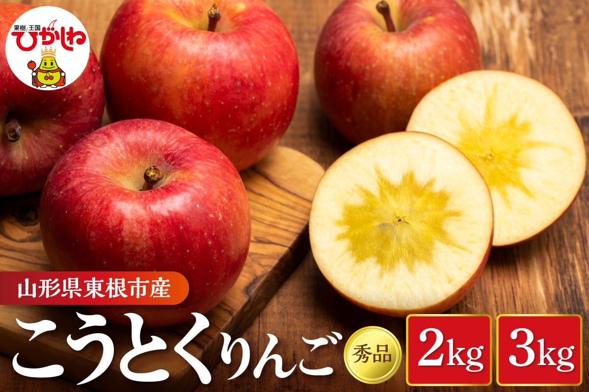 
                  【2026年産】 りんご　こうとく（選べる内容量： 2kg / 3kg ） 山形県 東根市 フルーツピッカー提供 秀品 hi097-008-oya
                