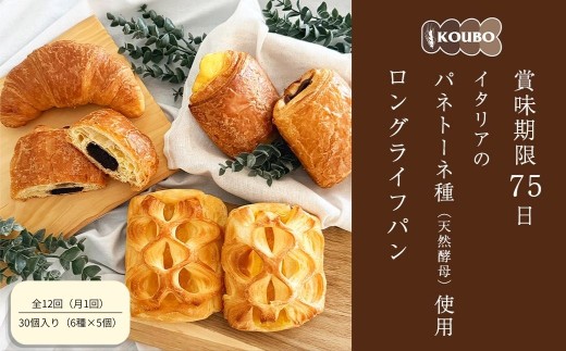 定期便 12回 パン 詰め合わせ セット ギフトA 30個入り　（1年間、毎月お届けします） 美味しさ 長持ち ロングライフ パン 季節品や売れ筋品の 詰合せ 贈り物 にも おすすめ 【210-95】