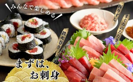 A22-010【まぐろ尽くし】天然本まぐろ詰合せ 500ｇ（中トロ100ｇ,赤身200ｇ,すきみ200ｇ）
