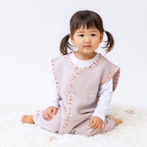 綿毛布スリーパー 2way仕様で暖か(Lサイズ) ベージュピンク×花柄 毛布の町(泉大津産) sleeper-s [3011]