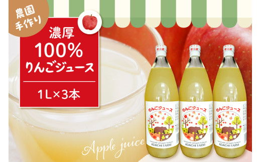 100％りんごジュース 1L 3本セット 山形県 東根市 hi037-006