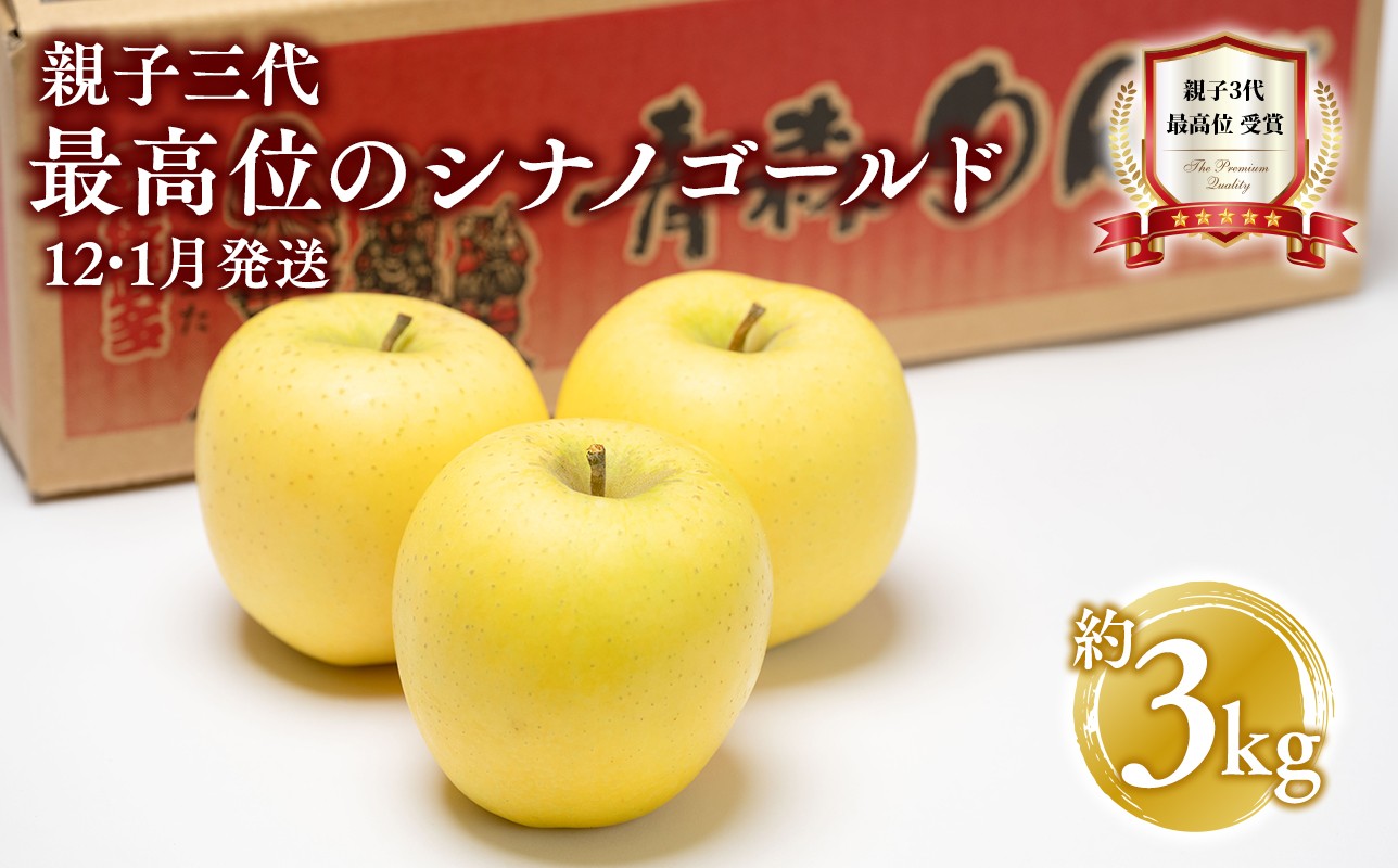 
            【12月・1月発送】家庭用 親子三代最高位のシナノゴールド 約3kg【全国ふじコンテスト最高賞受賞農園 青森県 平川市 釈迦のりんご園】シナノゴールド 全国ふじコンテスト最高賞受賞 青森りんご 家庭用 リンゴ りんご リンゴ 林檎 フルーツ 果物 平川市 青森 
          