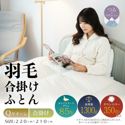 【クイーン】【合掛け】羽毛合掛けふとん　軽量素材　スーパーTTC（220ｃｍ×210ｃｍ）謝礼品名カナ